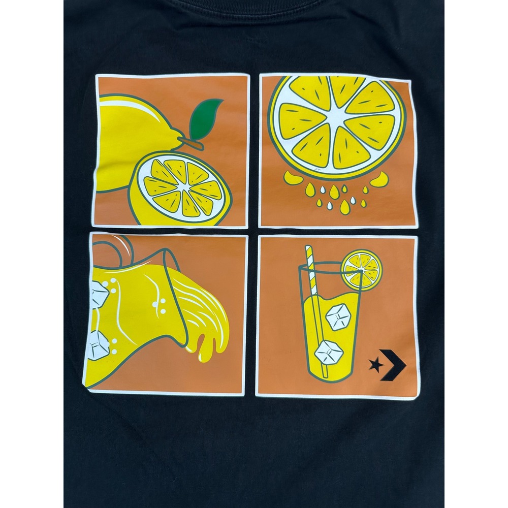 Converse Mens Lemonade Pop Art Graphic T-Shirt Black Large Short Sleeve Tee